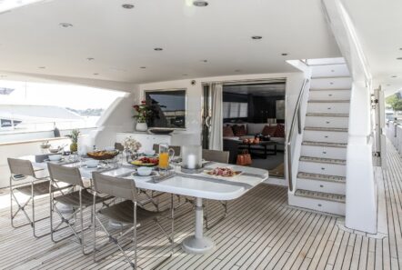 aft deck table of motor yacht