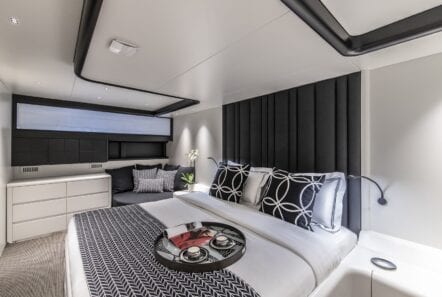 bedroom of motor yacht