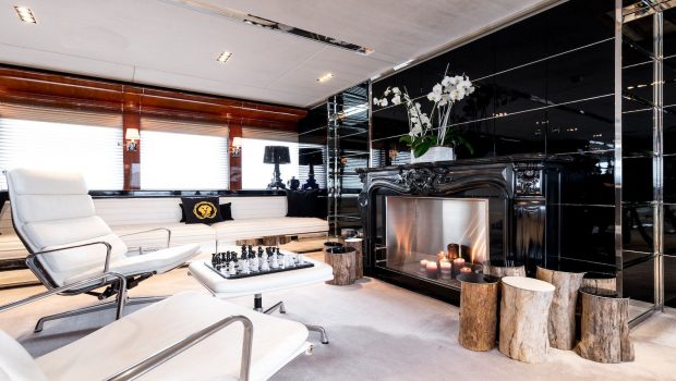 bliss salon fireplace luxury charter yacht_valef -  Valef Yachts Chartering - 5766