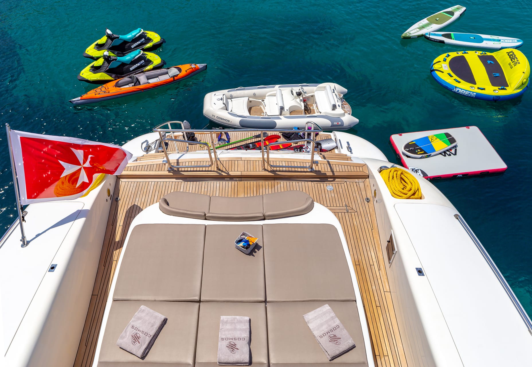 cosmos i yacht aft sunbathing seatoys valef -  Valef Yachts Chartering - 5324