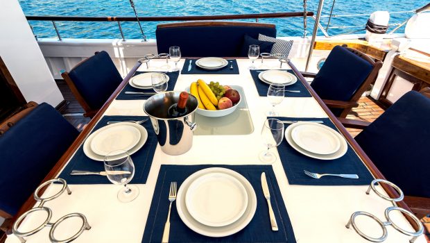 joanna k greek motor sailer aft table (2) min -  Valef Yachts Chartering - 4400
