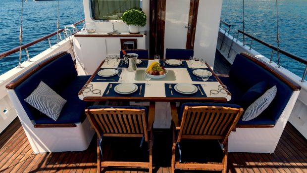 joanna k greek motor sailer aft table (3) min -  Valef Yachts Chartering - 4399