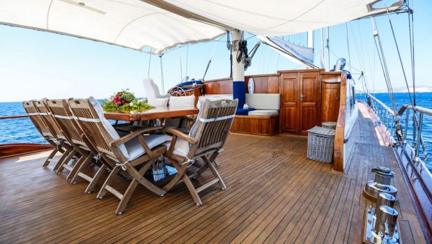 aegean schatz motor sailer gulet aft table (3) -  Valef Yachts Chartering - 3054