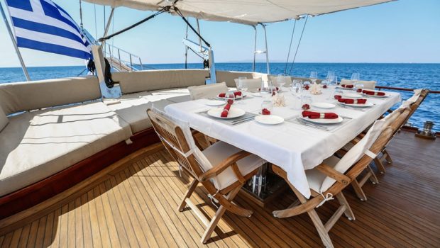 aegean schatz motor sailer gulet ext dining -  Valef Yachts Chartering - 3025