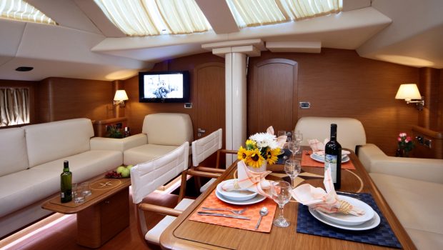 shooting star sailing yacht dining and salon (1) min -  Valef Yachts Chartering - 3639