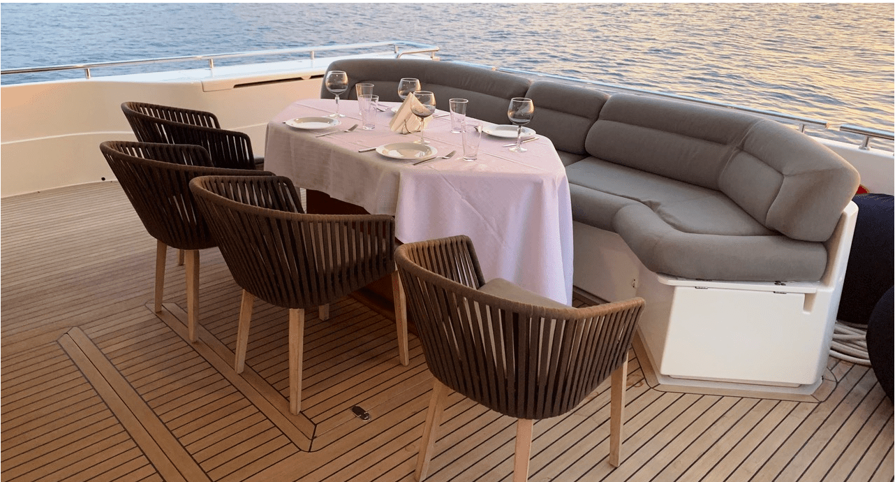 armonia motor yacht ferretti aft deck dining (1) min -  Valef Yachts Chartering - 1017