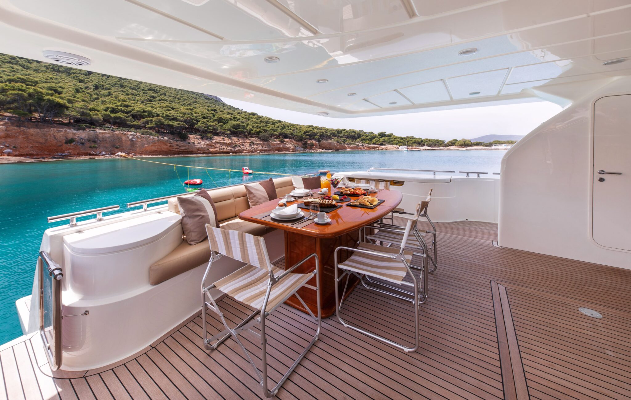 Annouka Ferretti aft deck (1) - Valef Yachts Chartering