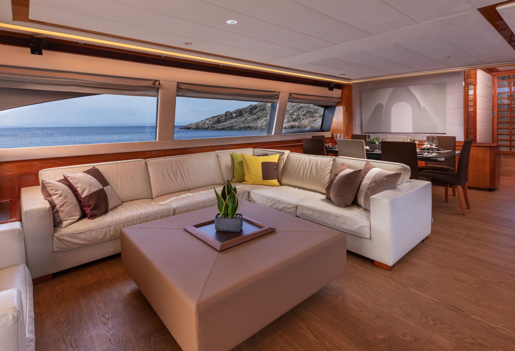 Annouka Ferretti living room main (2) - Valef Yachts Chartering