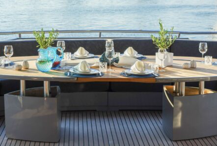 Satori aft deck table motor yacht valef yachts (1) - Valef Yachts Chartering
